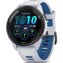 GARMIN Forerunner 265 – Smartwatch - Black Bezel with Whitestone Case and Whitestone/Tidal Blue Silicone Band