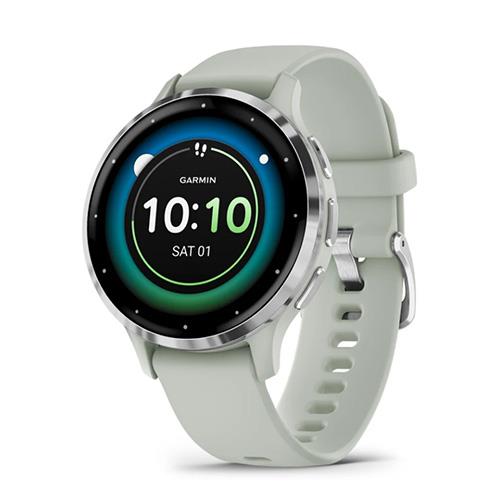 GARMIN Venu 3S Smartwatch Silver Stainless Steel Bezel with Sage Gray Case