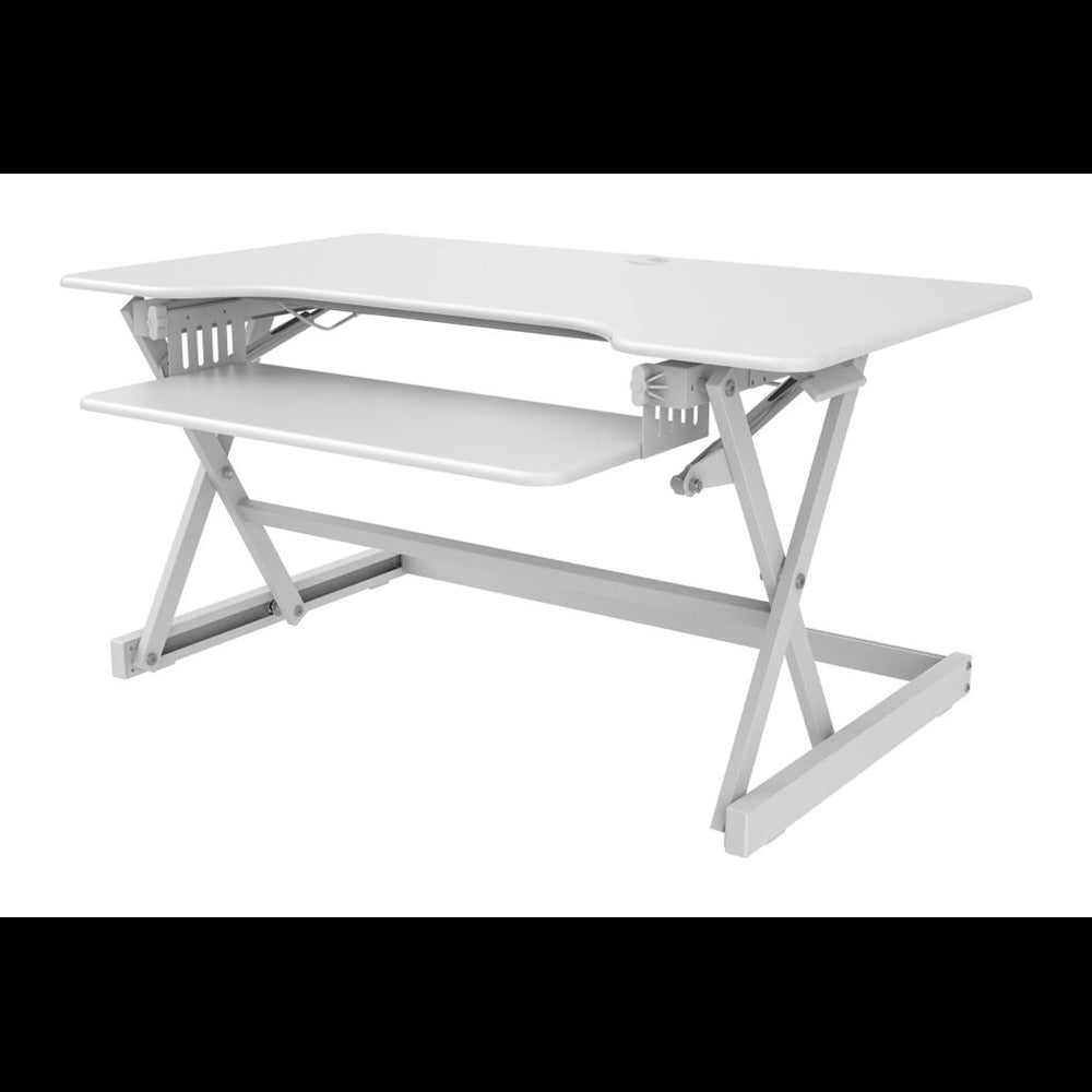 Rocelco 40" Sit To Stand Adjustable Height Desk Riser (White)