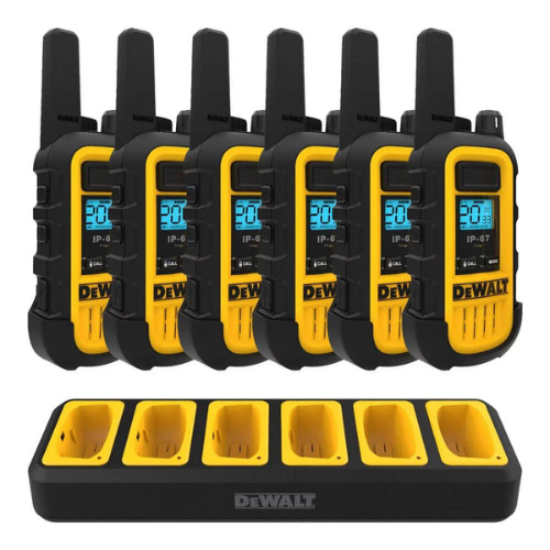 DeWalt DXFRS300 Rechargeable Two-Way Radio with 6 Port Charger - 6 Pack